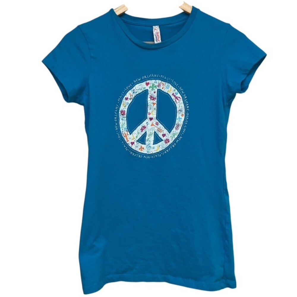 Peace Love New Orleans 100% Cotton Graphic T shirt size M